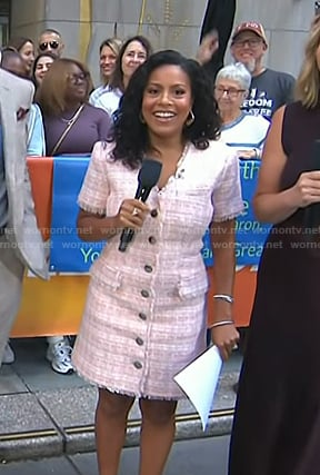 Sheinelle’s pink tweed dress on Today
