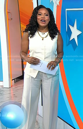 Sheinelle’s white vest and pants on Today