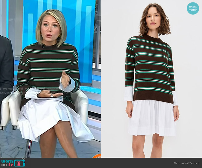Simon Miller Pip Poplin Combo Dress worn by Dylan Dreyer on Today