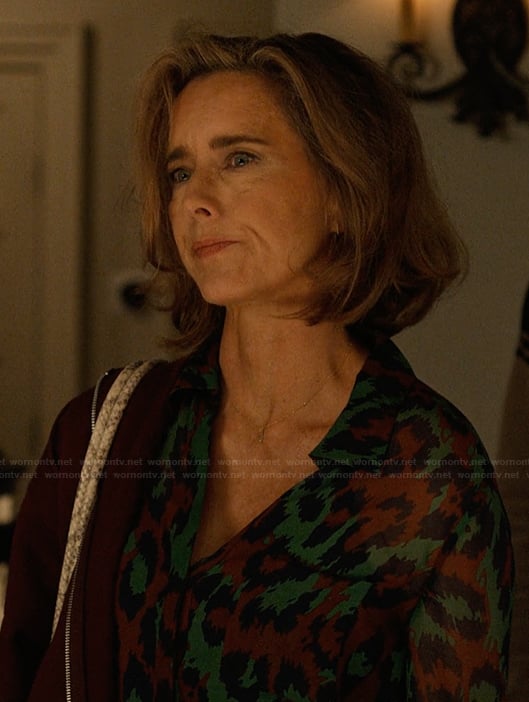 Sofia Caccimelio’s leopard print blouse on Only Murders in the Building