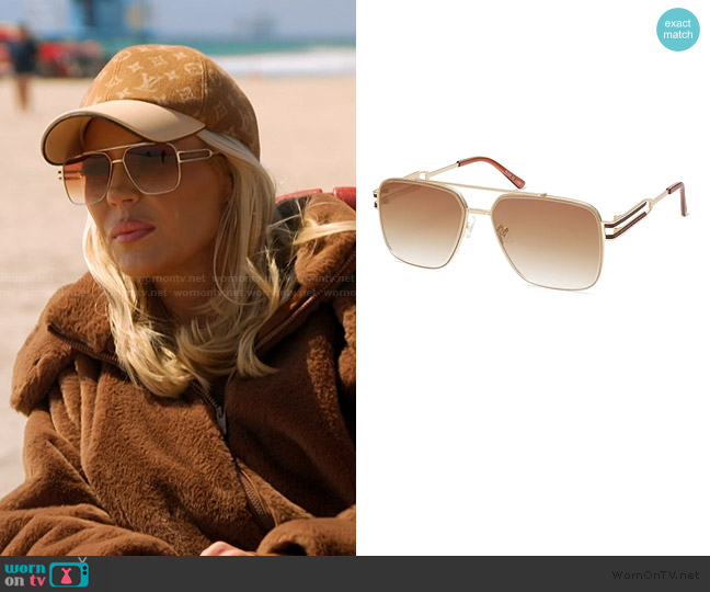 Sojos Retro Oversized Sunglasses worn by Gretchen Rossi on The Real Housewives of Orange County