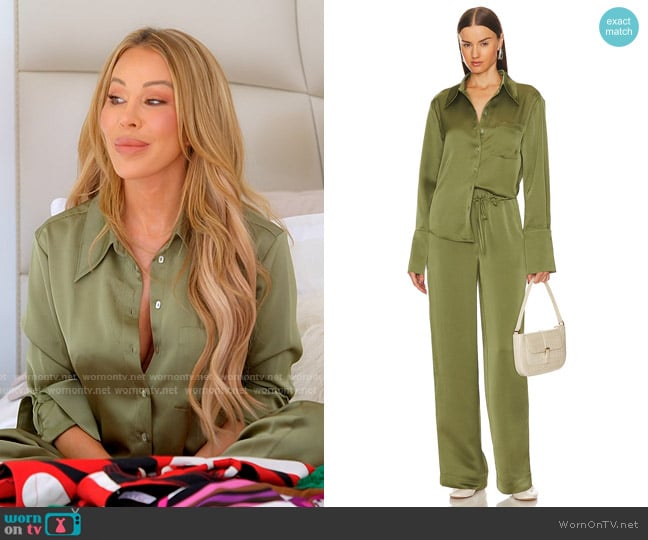 Song of Style Tito Button Down Shirt in Matcha Green worn by Lisa Hochstein (Lisa Hochstein) on The Real Housewives of Miami