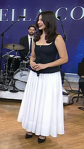Stella Cole’s black peplum top and white skirt on Today
