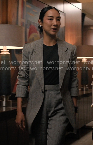 Stella’s grey suit on The Morning Show