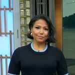 Stephanie’s navy contrast trim top on Good Morning America