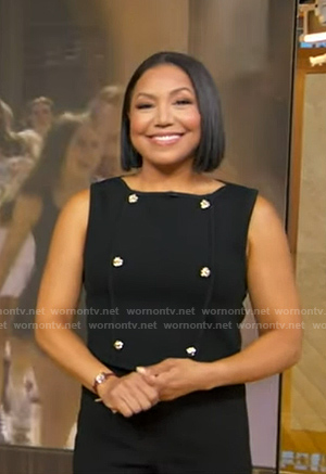 Stephanie’s black button detail sleeveless top on Good Morning America