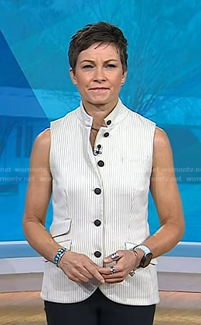 Stephanie’s white pinstripe vest on Today