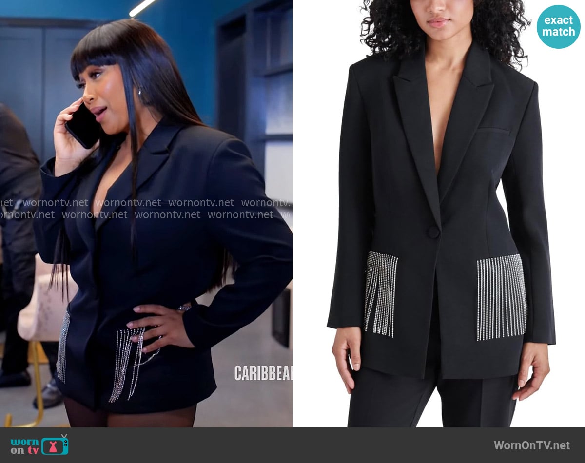 Steve Madden Kendra Blazer worn by Pam (Angie Beyince) on Tyler Perrys Sistas