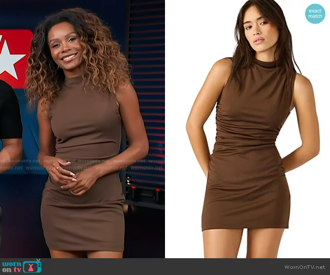 Steve Madden Mo Mini Dress in coco worn by Zuri Hall on Access Hollywood