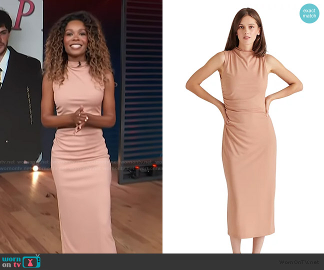 Steve Madden Mo Mock Neck Midi Dress worn by Zuri Hall on Access Hollywood