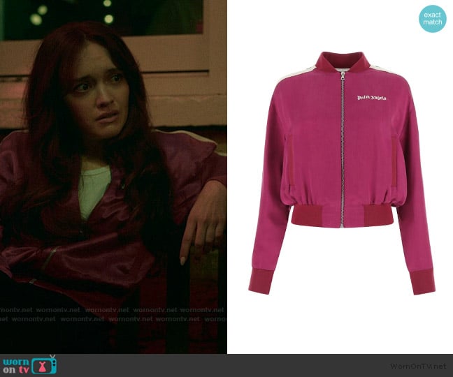 Striped Zipped Bomber Jacket Palm Angels worn by Cherry Laine (Olivia Cooke) on The Girlfriend