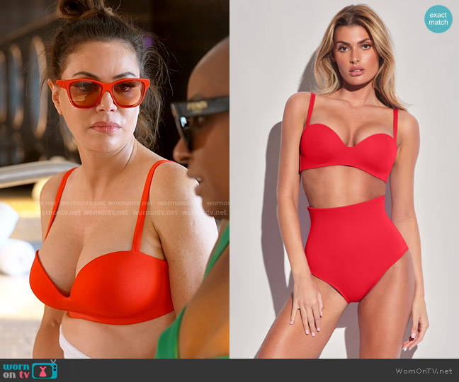 TA3 Wireless Swim Bra in Red worn by Adriana de Moura (Adriana de Moura) on The Real Housewives of Miami