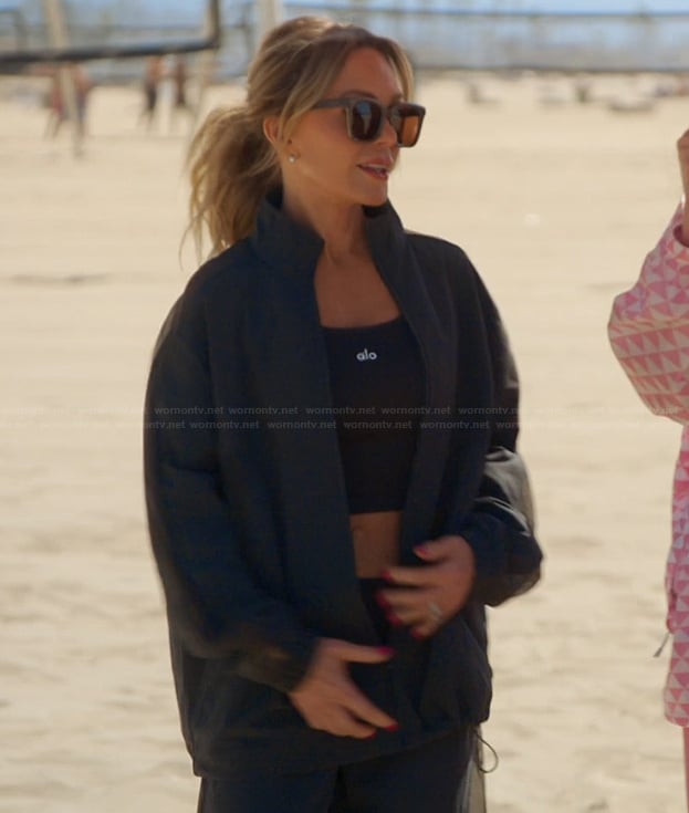 Tamra’s sheer panel track jacket on The Real Housewives of Orange County
