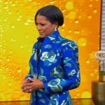 Tamron’s blue floral print blazer and shorts on Tamron Hall Show