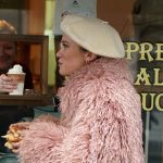 Taylor’s pink fur jacket and pearl embellished crossbody bag on The Summer I Turned Pretty