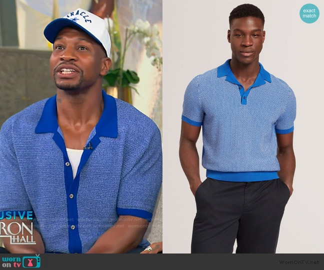 Ted Baker Gregry Textured Knit Polo Shirt worn by Jonathan Majors on Tamron Hall Show