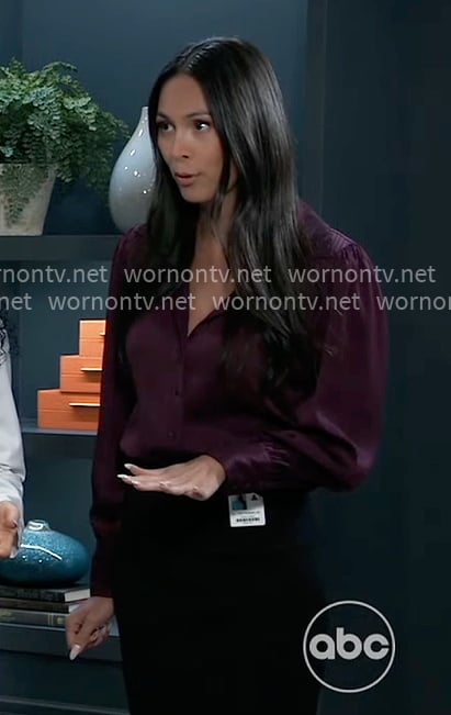 Terry’s purple button down blouse on General Hospital