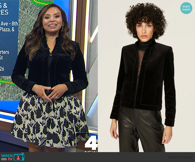 The Kooples Black Velvet Blazer worn by Adelle Caballero on Today