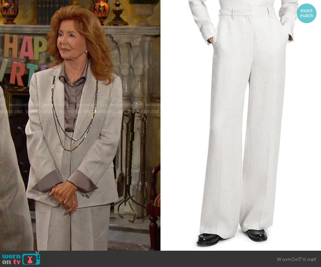 Theory B.Mel Houndstooth Check Pants in Platinum Multi worn by Maggie Horton (Suzanne Rogers) on Days of our Lives