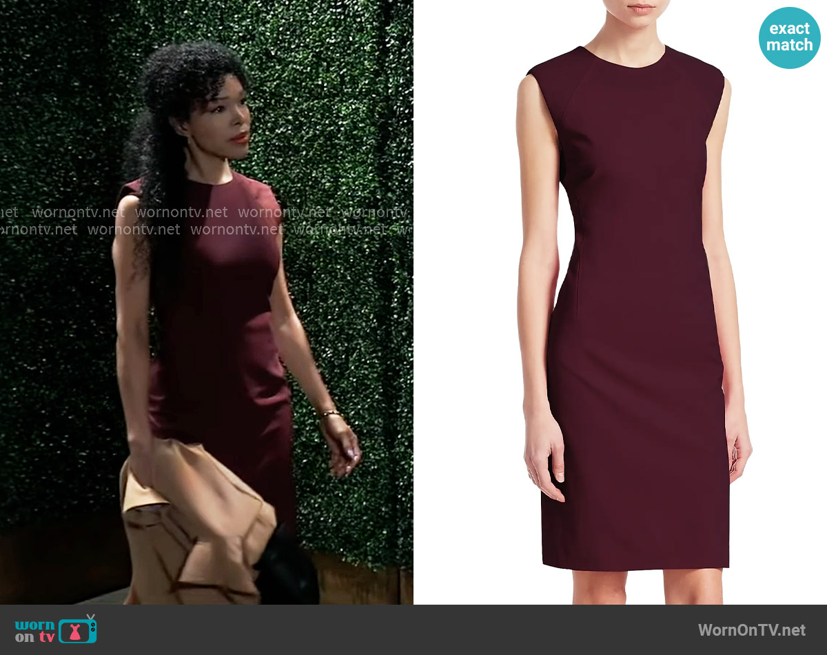Theory Power Wool Dress in Mulberry worn by Portia Robinson (Brook Kerr) on General Hospital