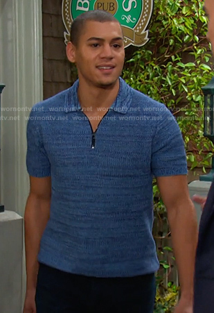 Theo’s blue knit polo on Days of our Lives