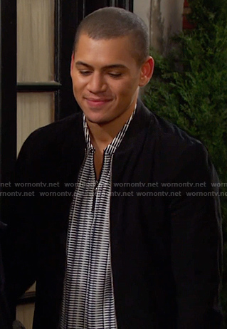 Theo’s stripe zip shirt on Days of our Lives