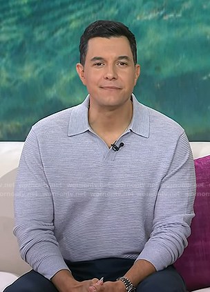 Tom Llamas’ grey long sleeve polo on Today
