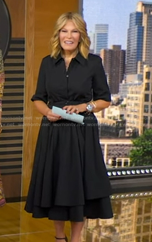 Tory’s black layered short sleeve dress on Good Morning America