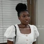 Trina’s tweed crop top on General Hospital