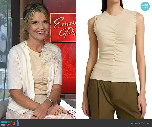 Ulla Johnson Kyla Top in Driftwood worn by Savannah Guthrie on Today