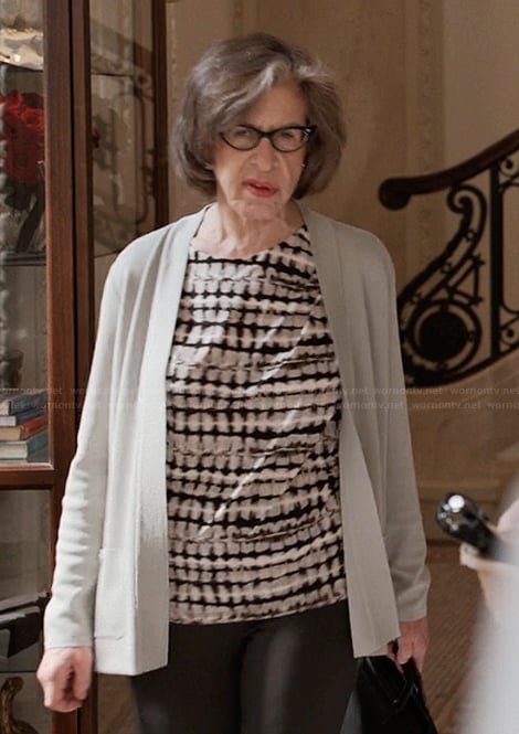 Uma’s printed long sleeve top on Only Murders in the Building