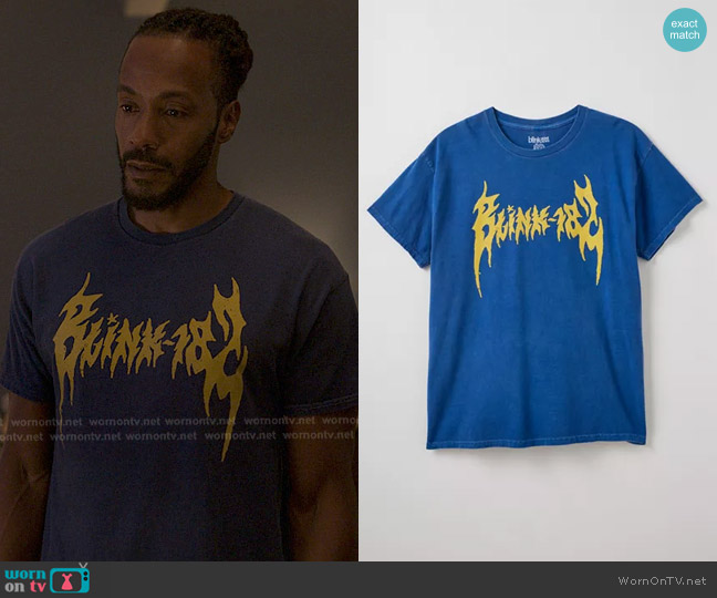 Urban Outfitters Blink-182 Skeleton Logo Graphic Tee worn by Lewis Stewart (McKinley Freeman) on Reasonable Doubt