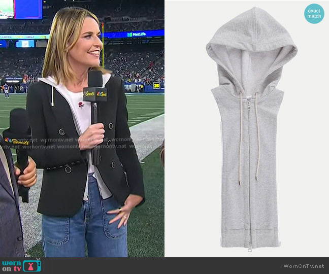 Veronica Beard Drawstring Hoodie Dickey in Heather Grey worn by Savannah Guthrie on Today