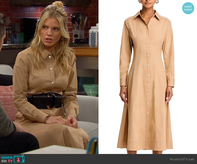 Veronica Beard Goldie Shirt Dress in Khaki worn by Catherina Greene (AnnaLynne McCord) on Days of our Lives