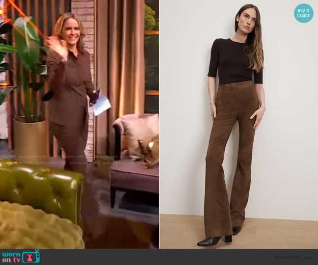 Veronica Beard Gracie Suede Flare Pant worn by Sara Haines on The View