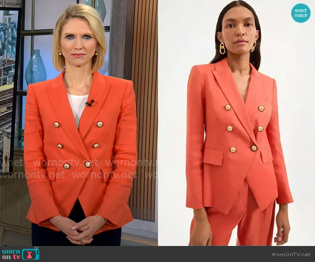 Veronica Beard Miller Jacket in Persimmon worn by Anna Schechter on CBS Mornings