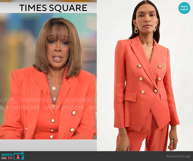 Veronica Beard Miller Stretch-Linen Dickey Jacket in Persimmon worn by Gayle King on CBS Mornings