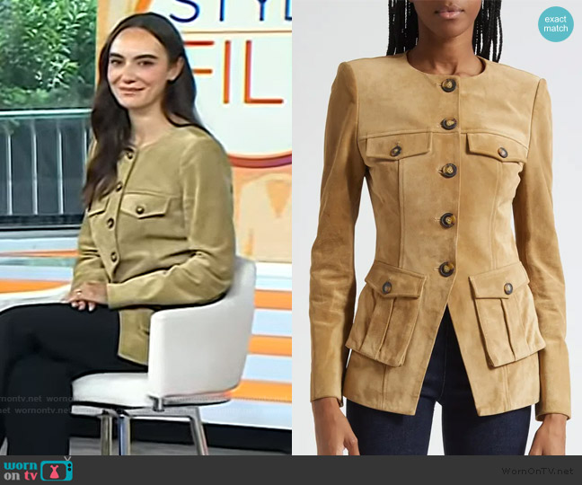 Veronica Beard Orrin Suede Cargo Jacket worn by Oliva Perez on Today