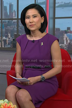 Vikcy’s purple belted sheath dress on NBC News Daily