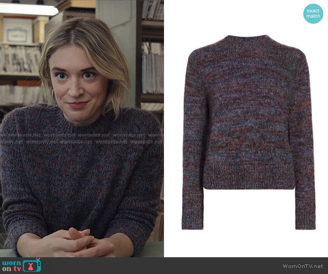 Vince Marled Knitted Sweater in Rust Teal Stone Combo worn by Mare Pritti (Chelsea Frei) on The Paper