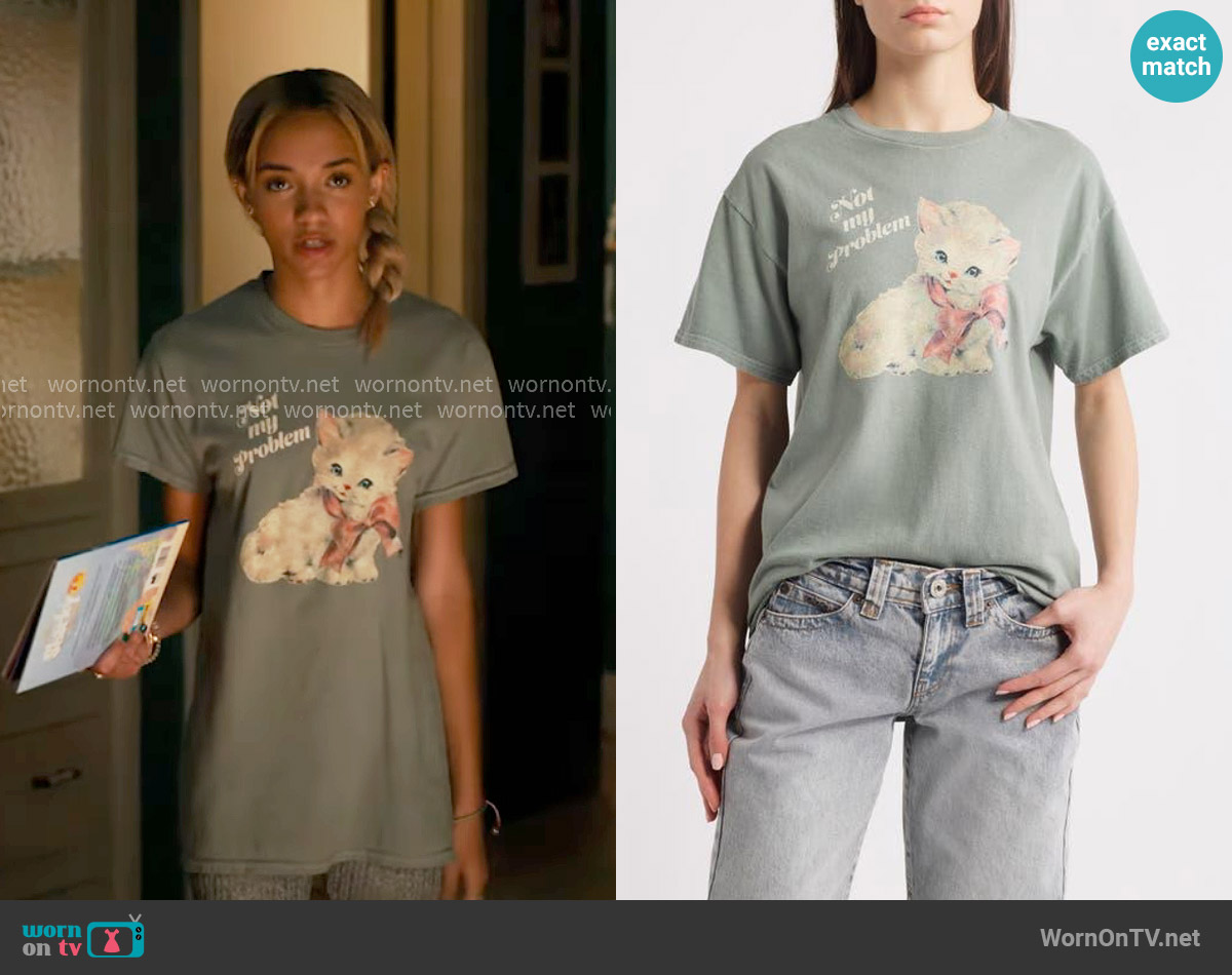 Vinyl Icons Not My Problem Kitty Graphic T-Shirt worn by Ava (Amirah J) on High Potential