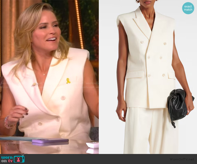 Wardrobe NYC Double-breasted wool vest worn by Sara Haines on The View