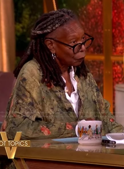 Whoopi’s green floral print shirtdress on The View