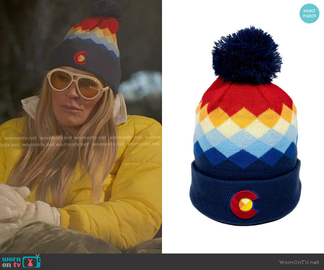 YoColorado Argyle Colorado Pom Pom Beanie worn by Heather Gay on The Real Housewives of Salt Lake City