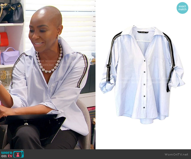 Zara Button-Up Poplin Relaxed Fit Shirt worn by Guerdy Abraira (Guerdy Abraira) on The Real Housewives of Miami