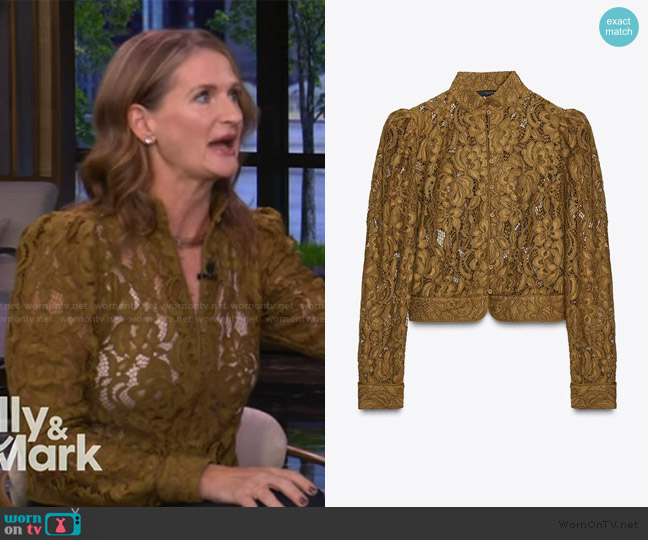 Zara Lace Jacket with Balloon Sleeves worn by Amy Nofziger on Live with Kelly and Mark