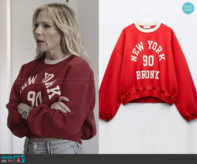 Zara New York Sweatshirt worn by Jennifer Pedranti on The Real Housewives of Orange County