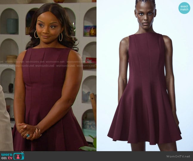 Zara Short Swing Dress worn by Chanel Dupree (Raven Bowens) on Days of our Lives