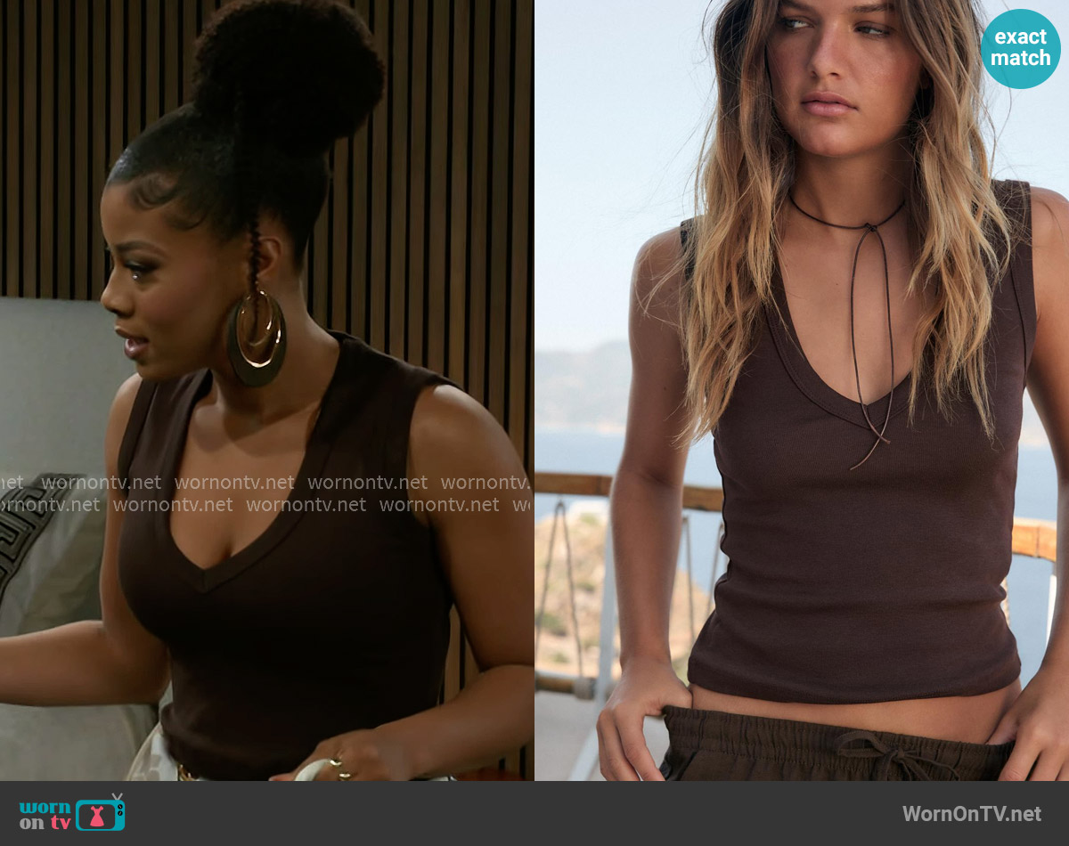 Zara V-neck Top in Dark Brown
