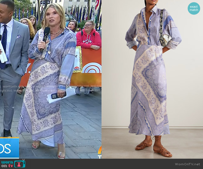 Zimmermann Lucky Bandana-print Cotton-voile Shirt in Purple worn by Savannah Guthrie on Today